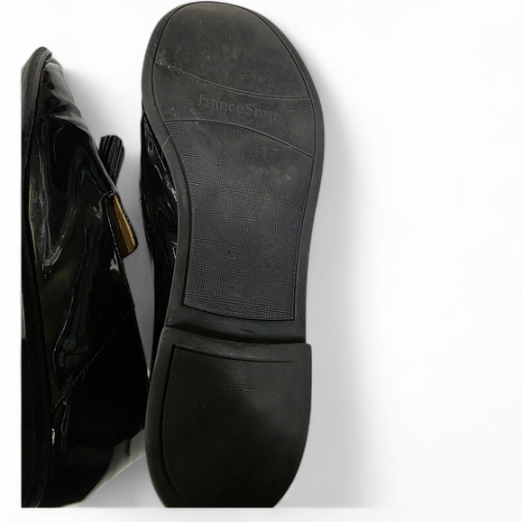 Franco Sarto Black Patent Tassel Loafers Size 10 Classic Chic Slip - Ons Preppy - Picture 5 of 10